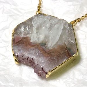 BCP Amethyst Slice Necklace with Gold Chain